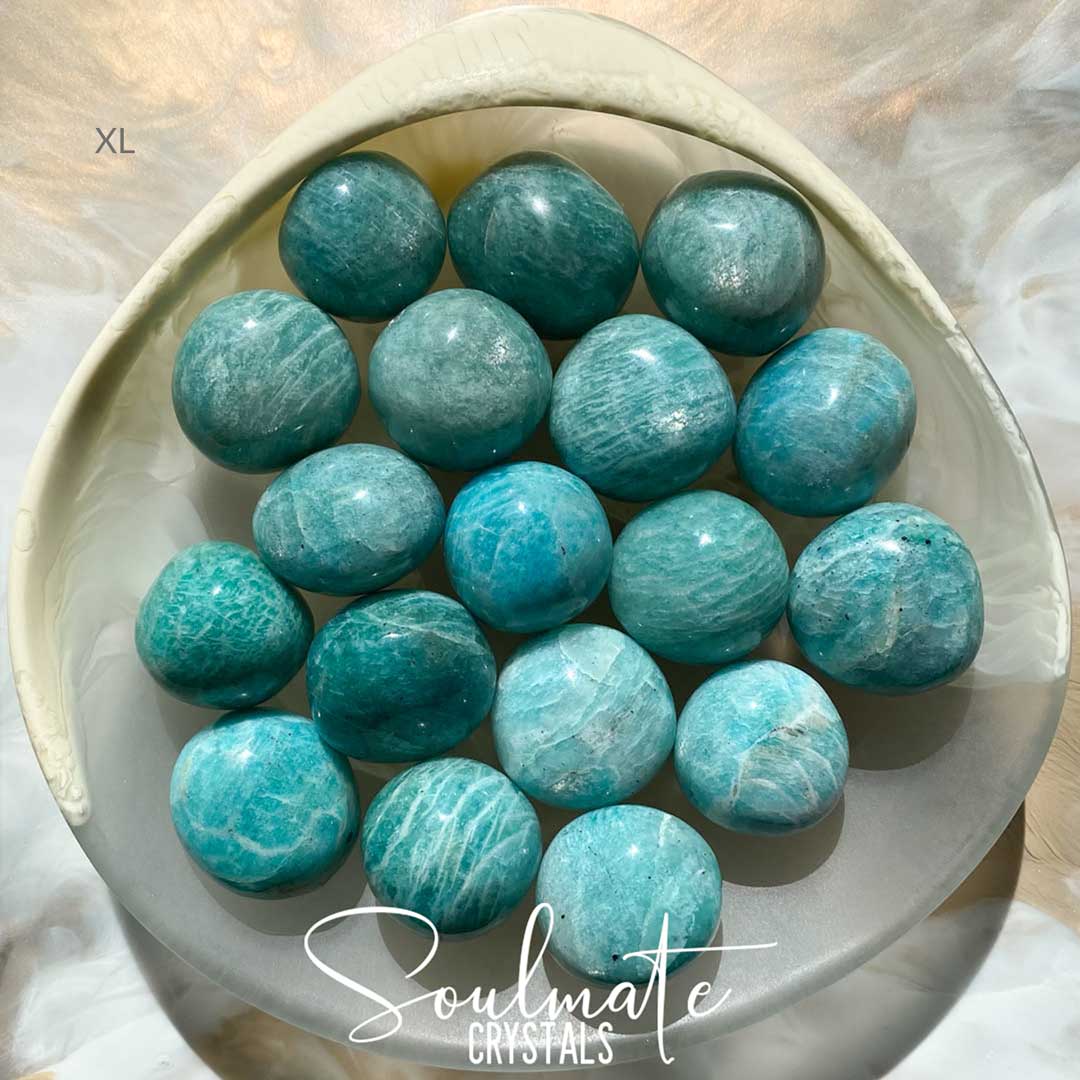 Soulmate Crystals Amazonite Tumbled Stone, Polished Teal Blue Crystal for Hope, Tranquility