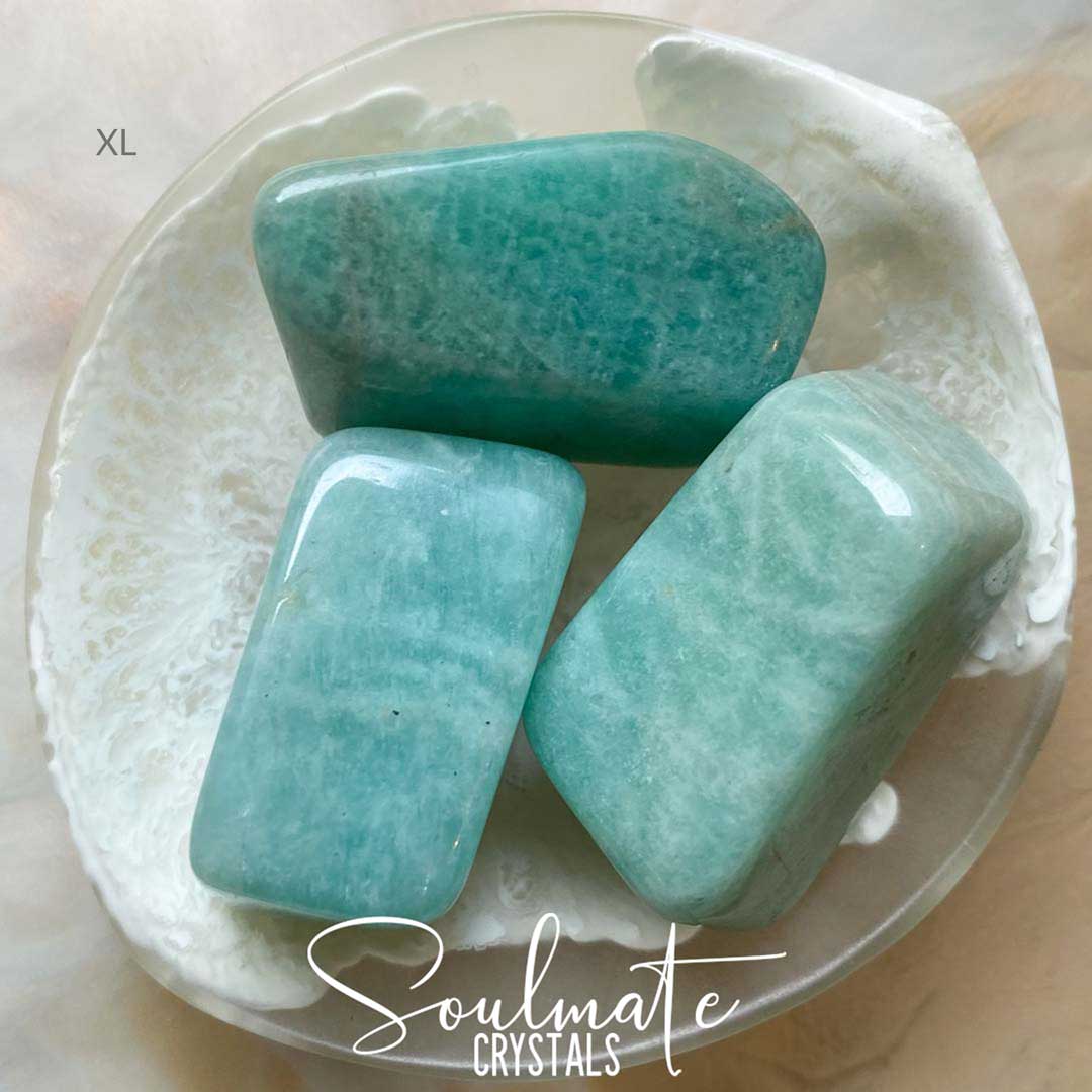 Soulmate Crystals Amazonite Tumbled Stone, Polished Teal Blue Crystal for Hope