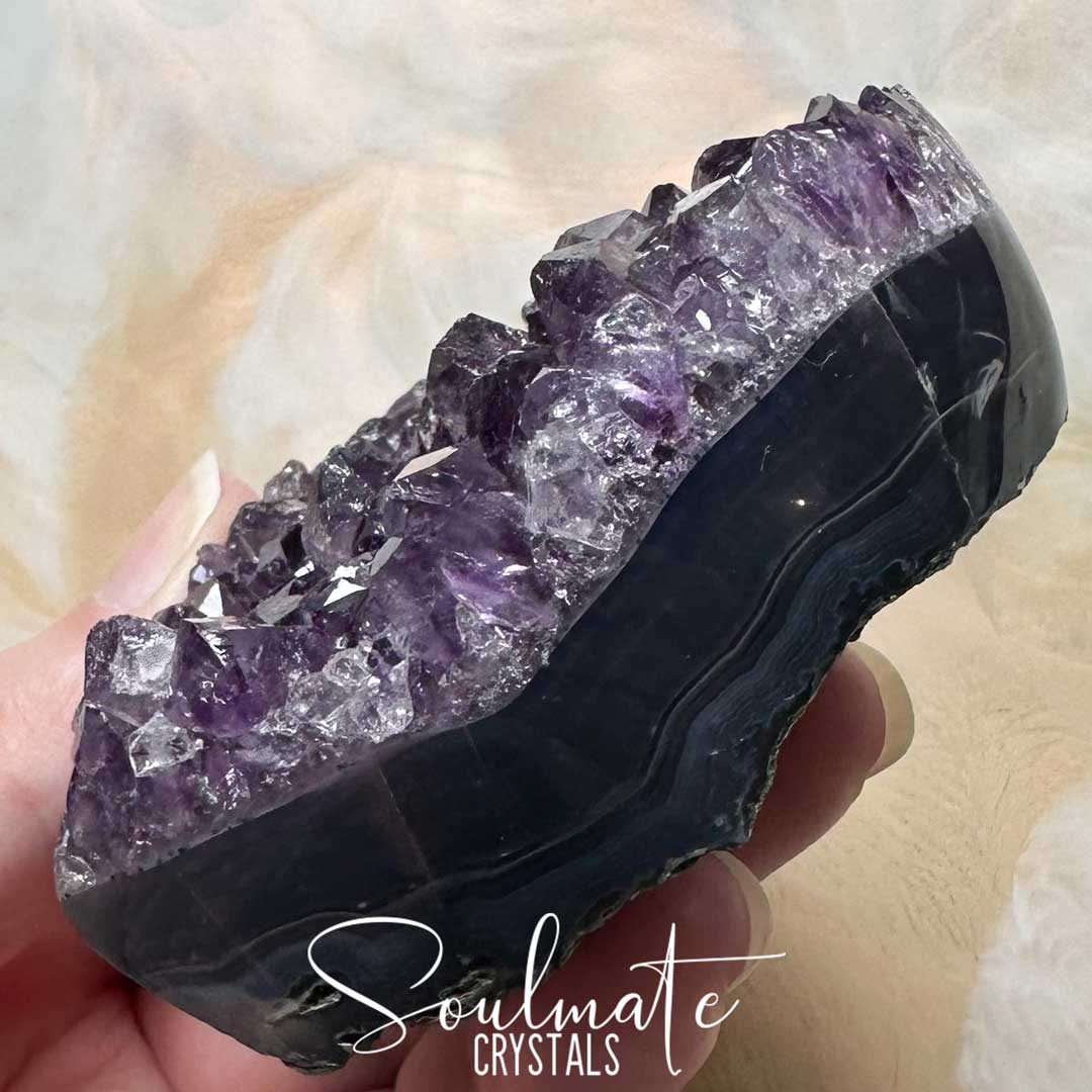 Soulmate Crystals Amethyst Raw Natural Crystal Heart, Druzy Purple Crystal for Calm, Serenity and Reduce Tension.