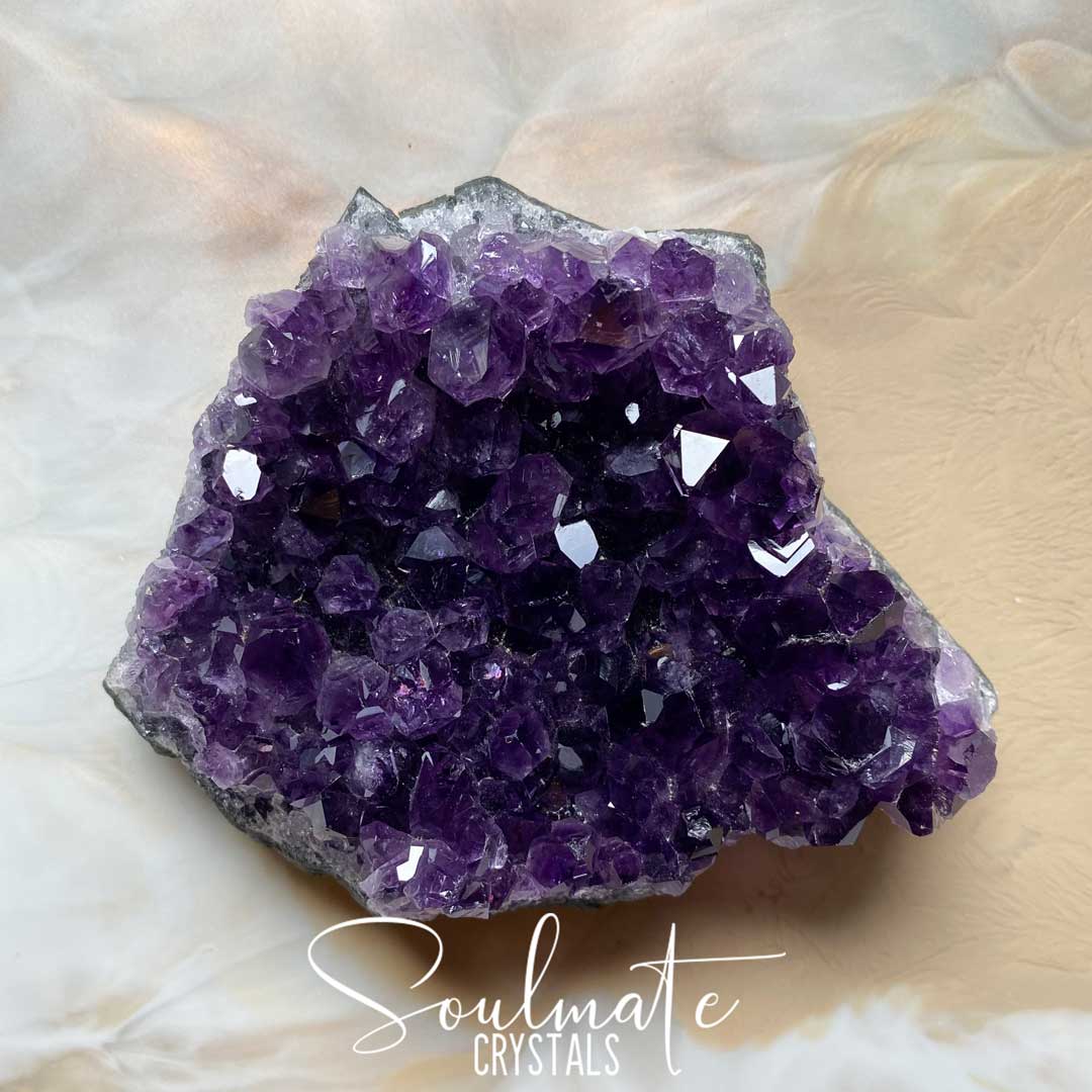 Soulmate Crystals Amethyst Raw Natural Cluster, Purple Crystal Cluster for Calm, Serenity and Reduce Anxiety, Brazil, Extra Quality Grade AA