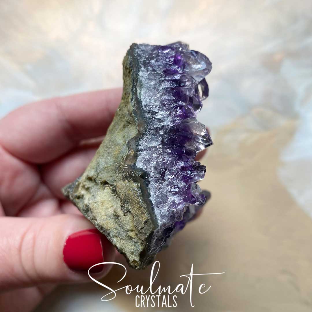 Soulmate Crystals Amethyst Raw Natural Cluster, Purple Crystal Cluster for Calm, Serenity and Reduce Anxiety, Brazil, Extra Quality Grade AA