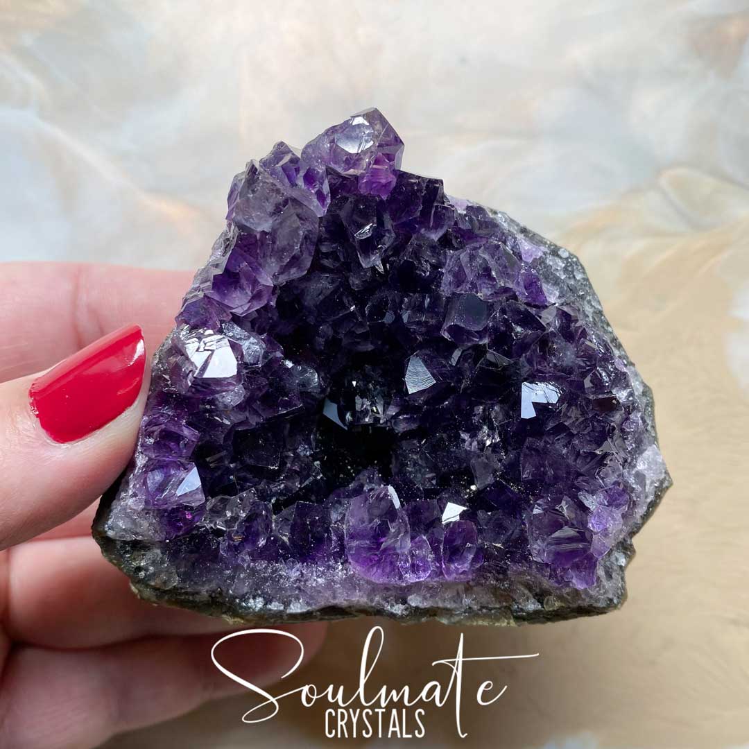 Soulmate Crystals Amethyst Raw Natural Cluster, Purple Crystal Cluster for Calm, Serenity and Reduce Anxiety, Brazil, Extra Quality Grade AA
