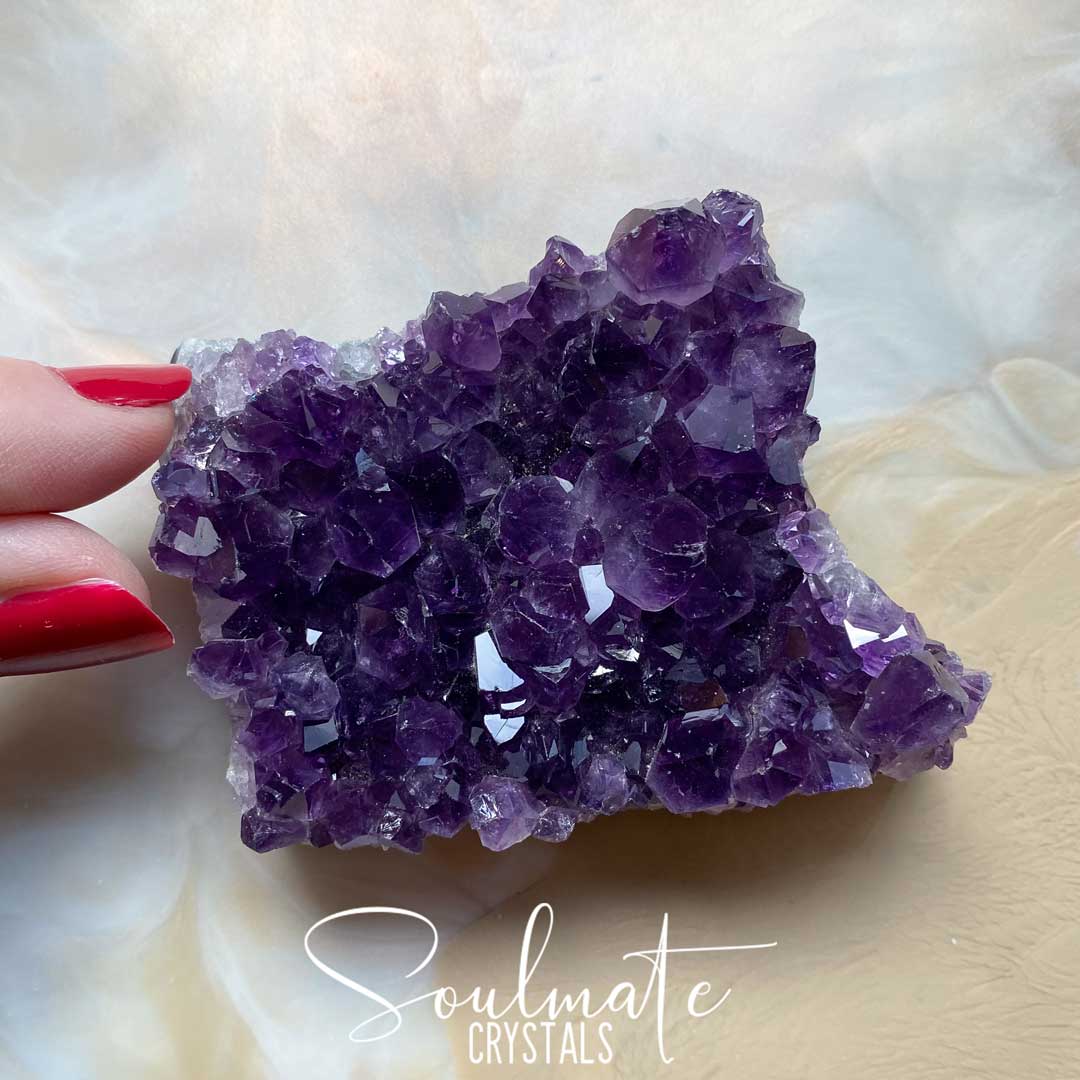 Soulmate Crystals Amethyst Raw Natural Cluster, Purple Crystal Cluster for Calm, Serenity and Reduce Anxiety, Brazil, Extra Quality Grade AA