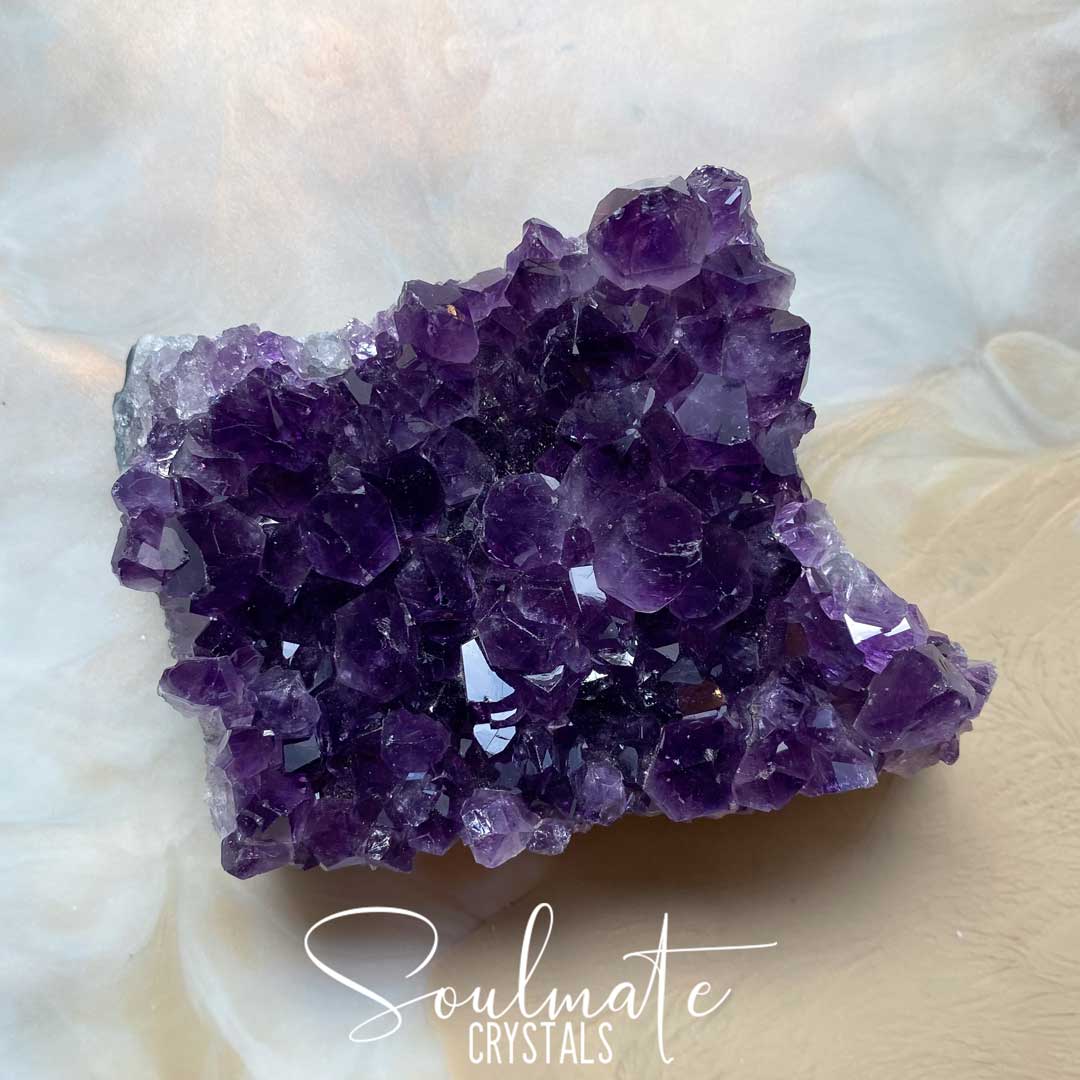 Soulmate Crystals Amethyst Raw Natural Cluster, Purple Crystal Cluster for Calm, Serenity and Reduce Anxiety, Brazil, Extra Quality Grade AA