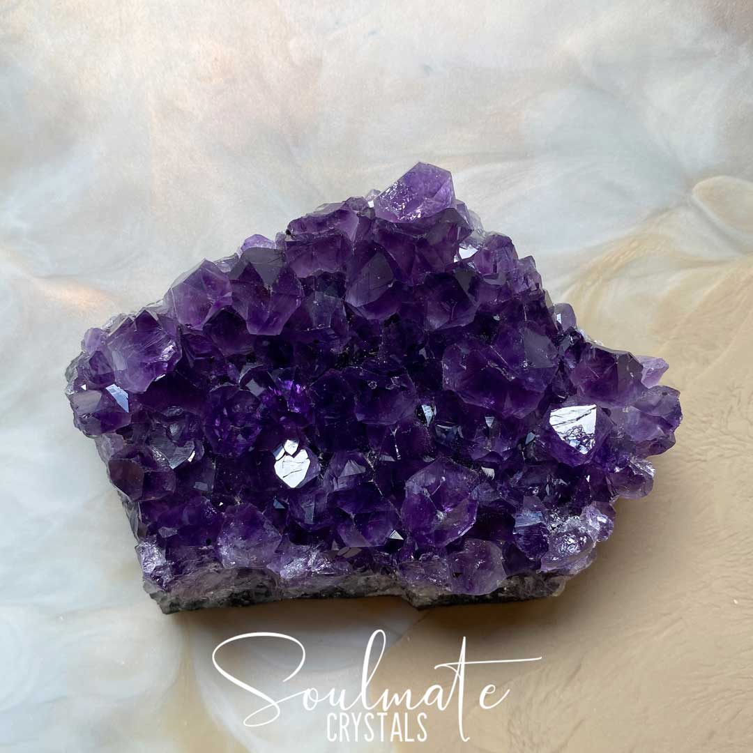 Soulmate Crystals Amethyst Raw Natural Cluster, Purple Crystal Cluster for Calm, Serenity and Reduce Anxiety, Brazil, Extra Quality Grade AA