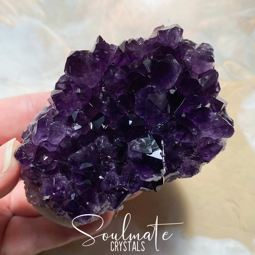 Soulmate Crystals Amethyst Raw Natural Cluster, Purple Crystal Cluster for Calm, Serenity and Reduce Anxiety, Brazil, Extra Quality Grade AA