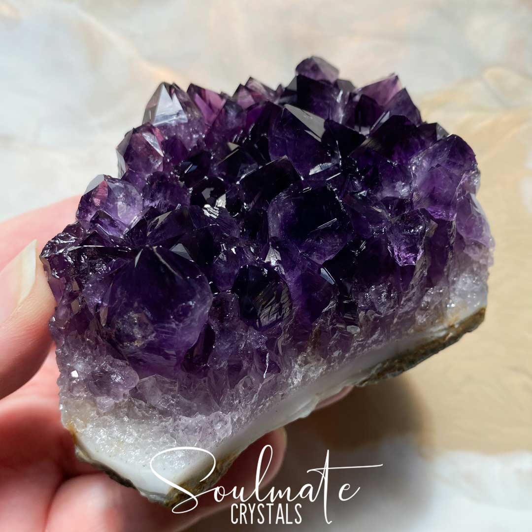 Soulmate Crystals Amethyst Raw Natural Cluster, Purple Crystal Cluster for Calm, Serenity and Reduce Anxiety, Brazil, Extra Quality Grade AA