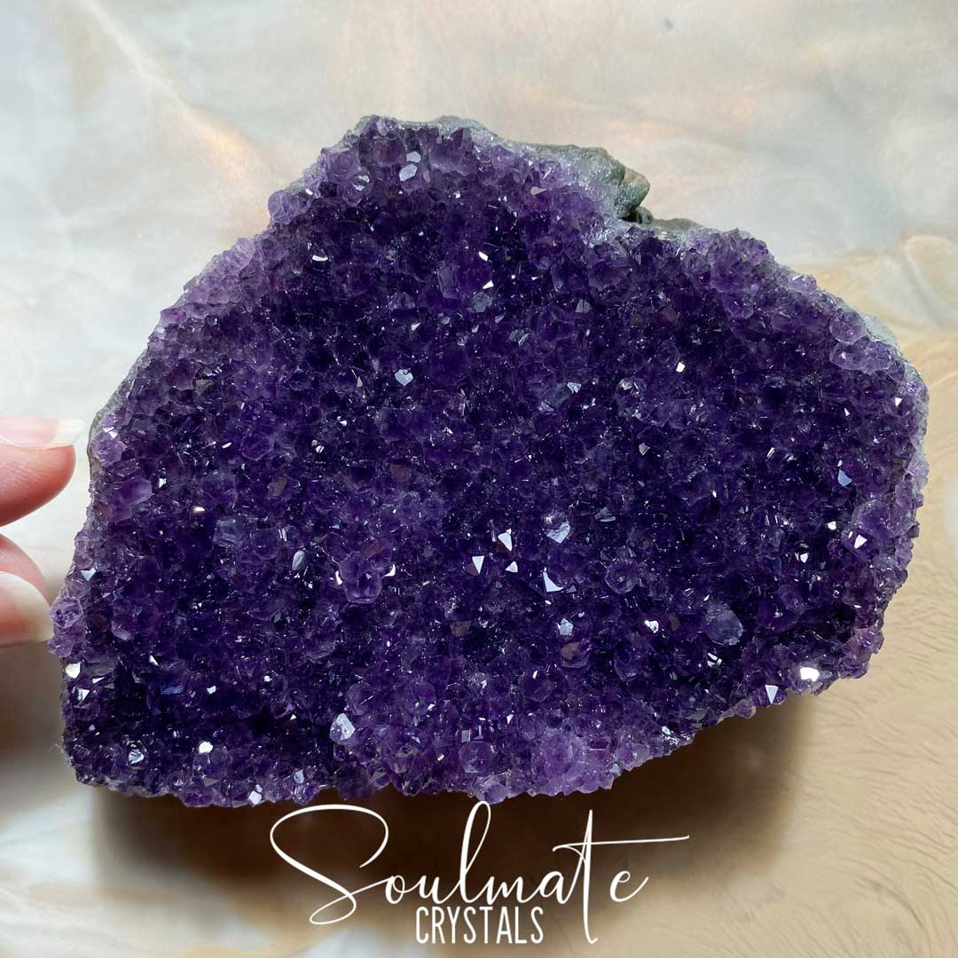 Soulmate Crystals Amethyst Raw Natural Cluster, Purple Crystal Cluster for Calm, Serenity and Reduce Anxiety, Brazil, Extra Quality Grade AA