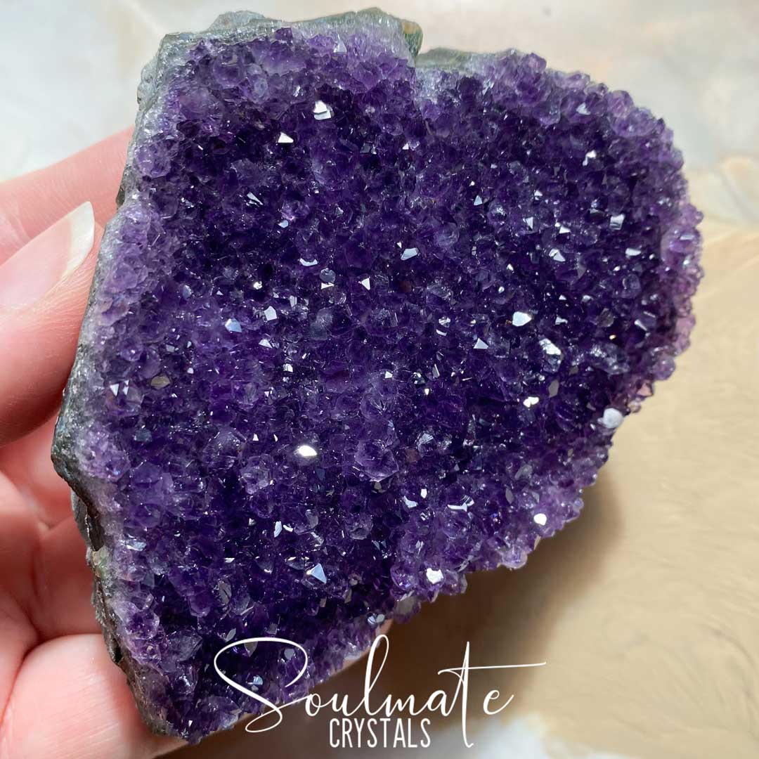 Soulmate Crystals Amethyst Raw Natural Cluster, Purple Crystal Cluster for Calm, Serenity and Reduce Anxiety, Brazil, Extra Quality Grade AA