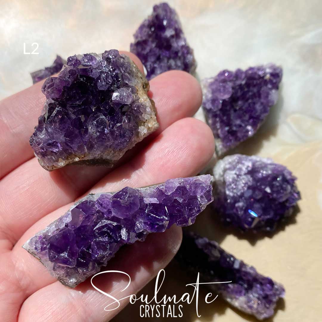 Soulmate Crystals Amethyst Raw Natural Mini Crystal Cluster, Purple Crystal Cluster for Calm, Serenity and Reduce Anxiety, Brazil, Extra Extra Quality Grade