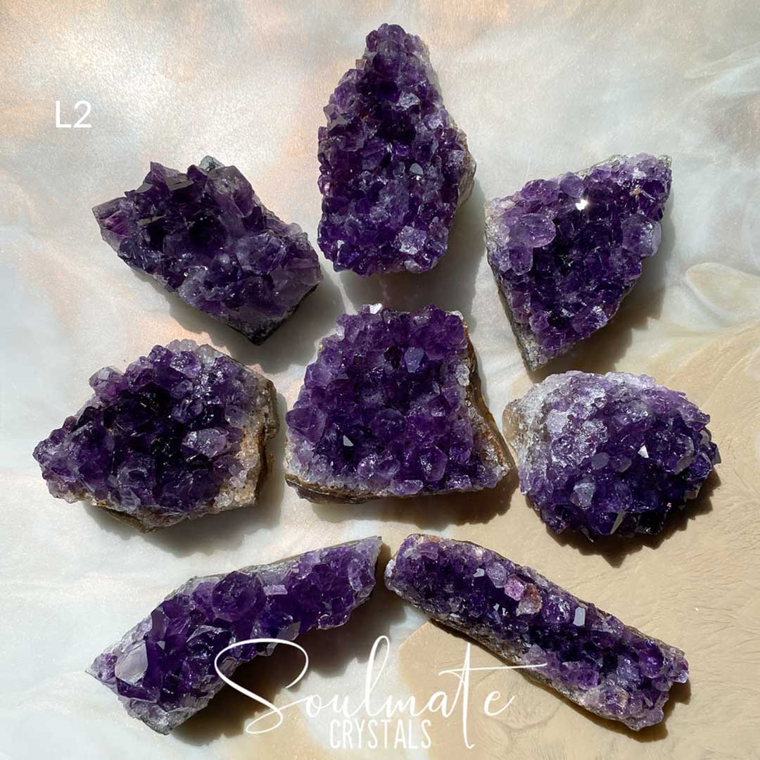 Soulmate Crystals Amethyst Raw Natural Mini Crystal Cluster, Purple Crystal Cluster for Calm, Serenity and Reduce Anxiety, Brazil, Extra Extra Quality Grade