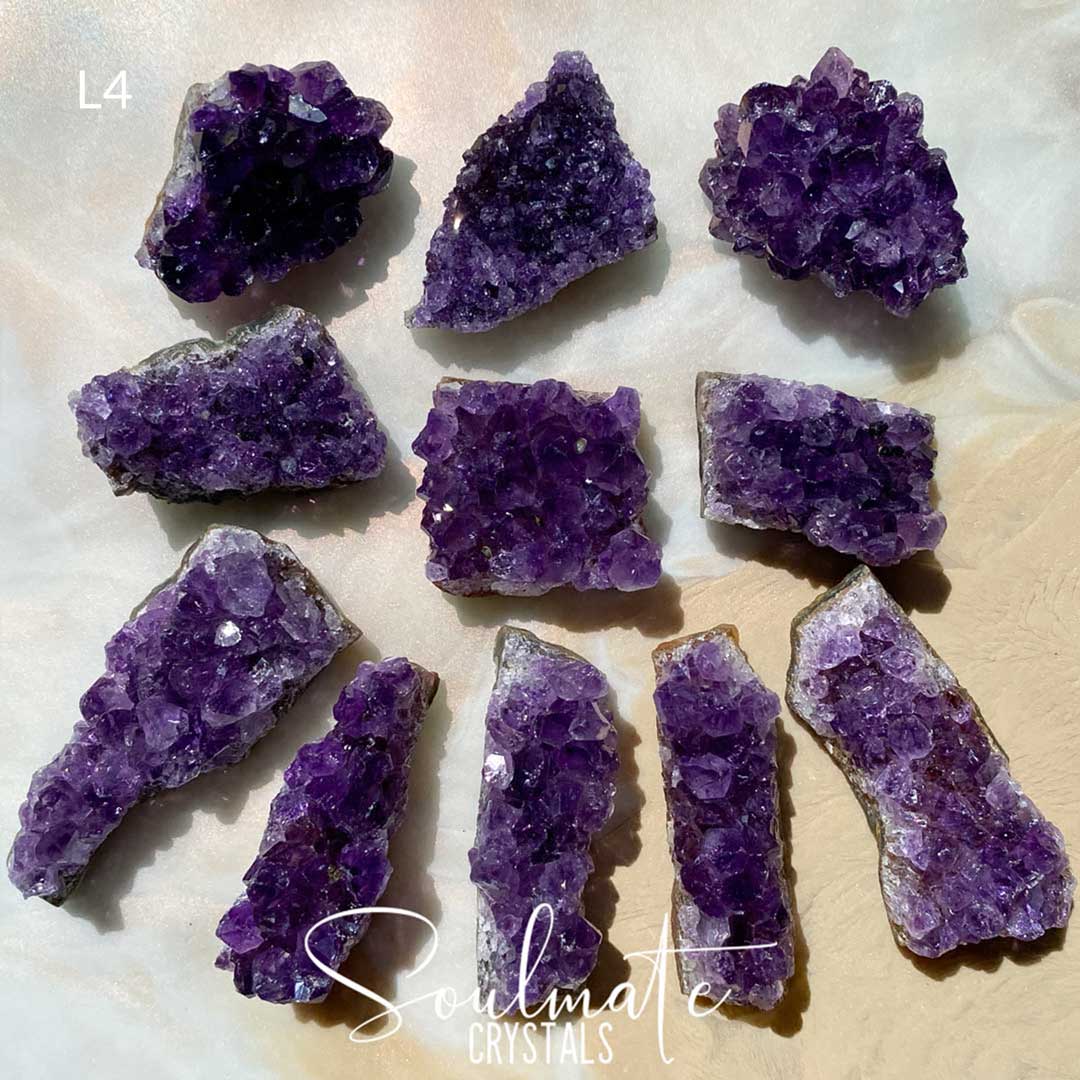 Soulmate Crystals Amethyst Raw Natural Mini Crystal Cluster, Purple Crystal Cluster for Calm, Serenity and Reduce Anxiety, Brazil, Extra Extra Quality Grade