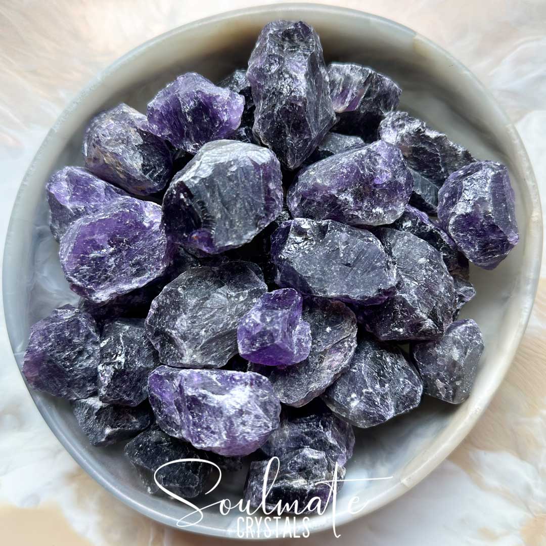 Soulmate Crystals Amethyst Raw Natural Stone, Purple Crystal for Calm, Serenity, Stress Reduction.