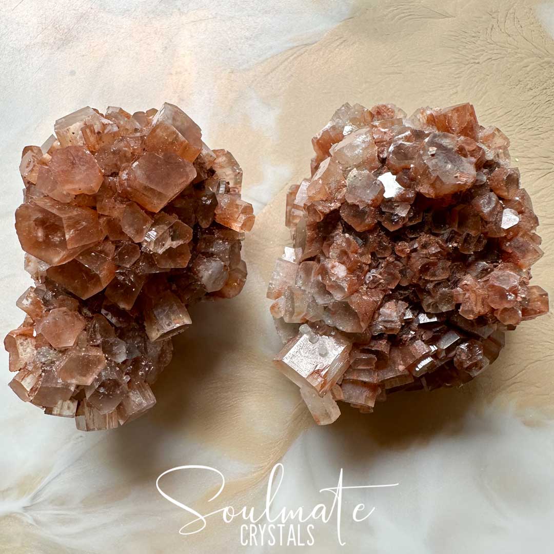 Soulmate Crystals Star Aragonite Raw Natural Stone Cluster, Red and Clear Star-Shaped Crystal for Earth Conservation, Loving Energy and Positivity