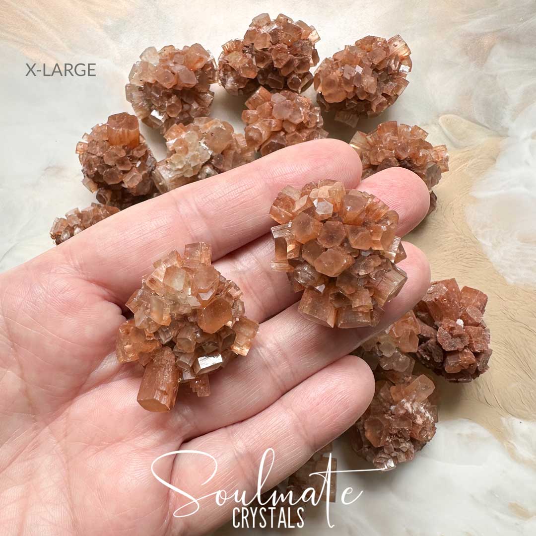 Soulmate Crystals Star Aragonite Raw Natural Stone Cluster, Red and Clear Star-Shaped Crystal for Earth Conservation, Loving Energy and Positivity