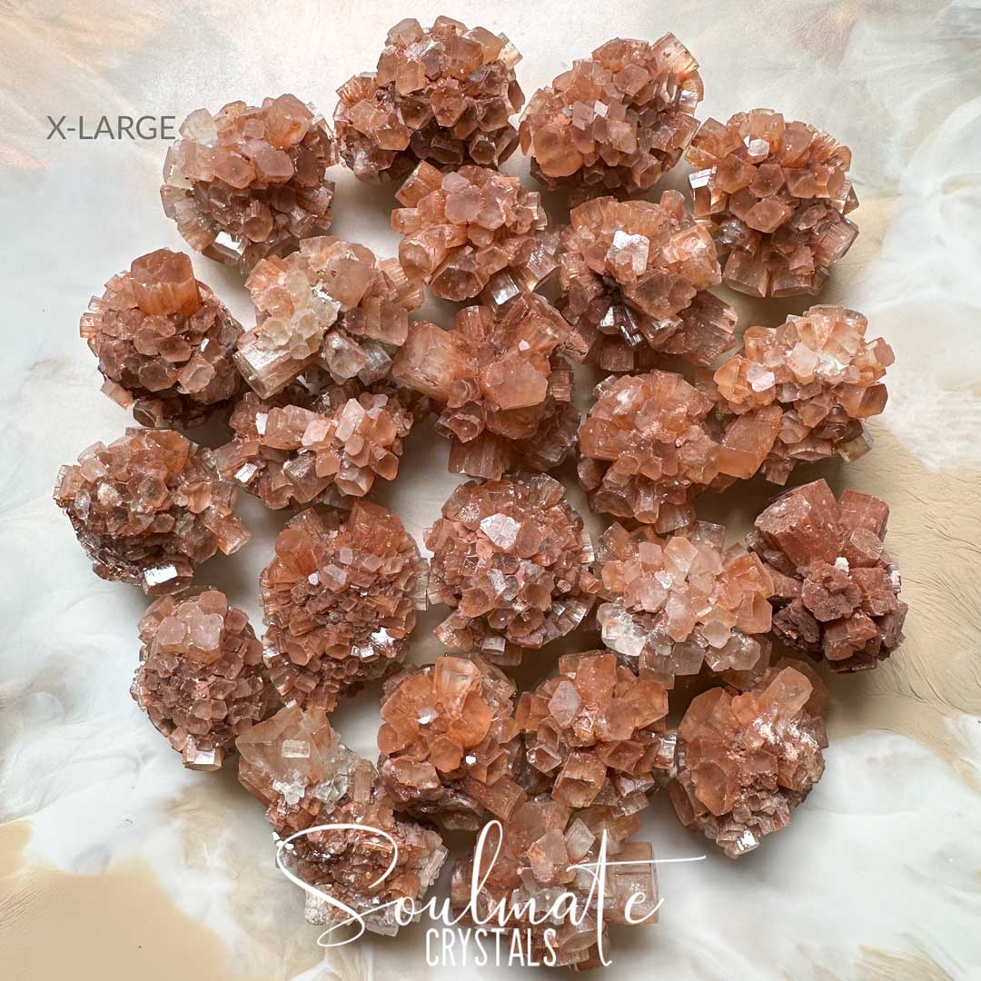Soulmate Crystals Star Aragonite Raw Natural Stone Cluster, Red and Clear Star-Shaped Crystal for Earth Conservation, Loving Energy and Positivity