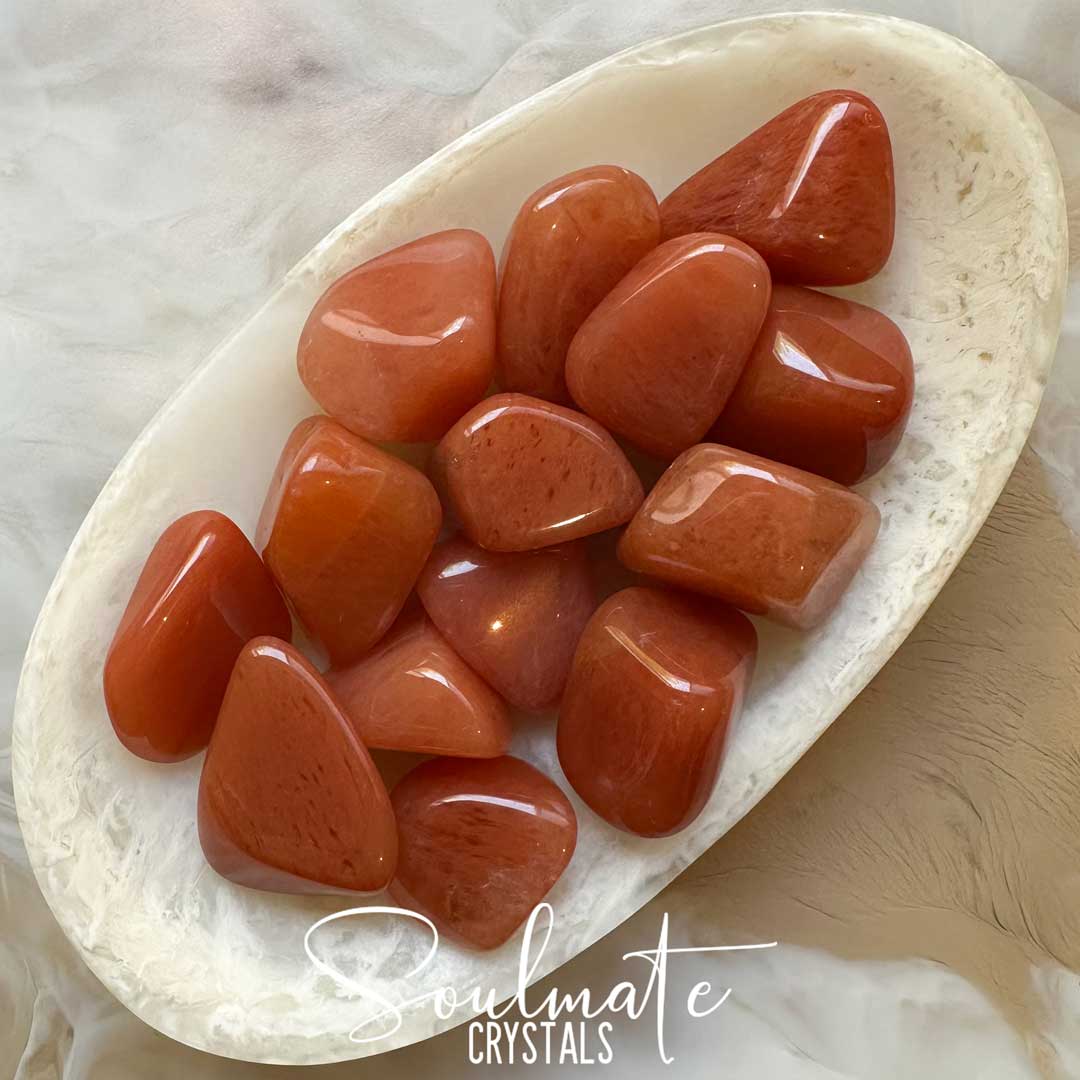 Soulmate Crystals Aventurine Peach Tumbled Stone, Orange Tangerine Peach Crystal Creativity, Emotional Wellbeing, Confidence, Opportunity, Manifestation, Joy.