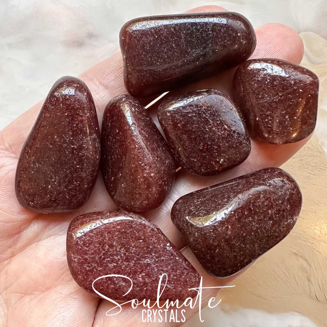 Soulmate Crystals Aventurine Red Raspberry Tumbled Stone, Deep Ruby Red Stone for Reigniting Creativity, Confidence, Manifestation.