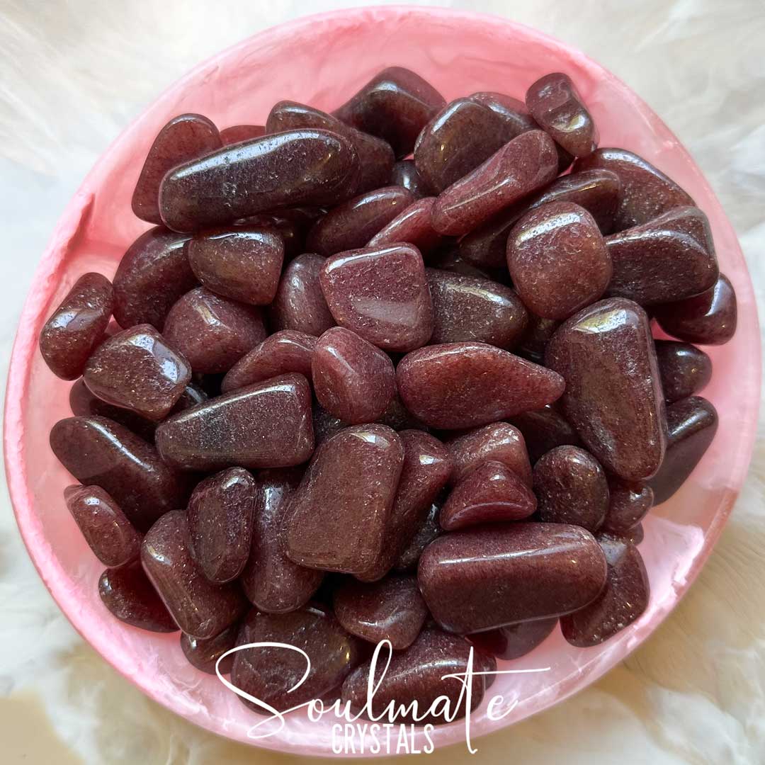 Soulmate Crystals Aventurine Red Raspberry Tumbled Stone, Deep Ruby Red Stone for Reigniting Creativity, Confidence, Manifestation.