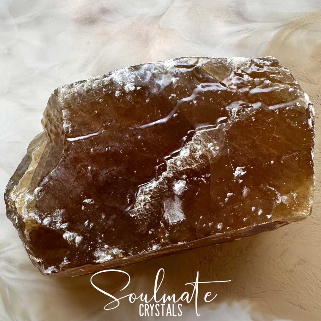 Soulmate Crystals Honey Calcite Raw Natural Stone Mineral Specimen, Unpolished Golden Yellow Crystal for Abundance, Joy, Optimism, Personal Power.