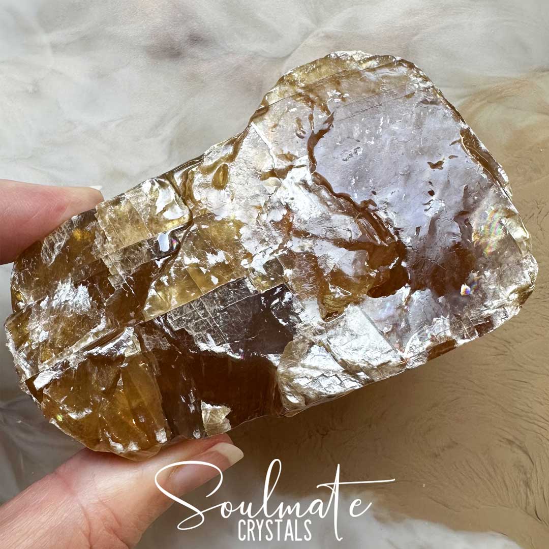 Soulmate Crystals Honey Calcite Raw Natural Stone Mineral Specimen, Unpolished Golden Yellow Crystal for Abundance, Joy, Optimism, Personal Power.