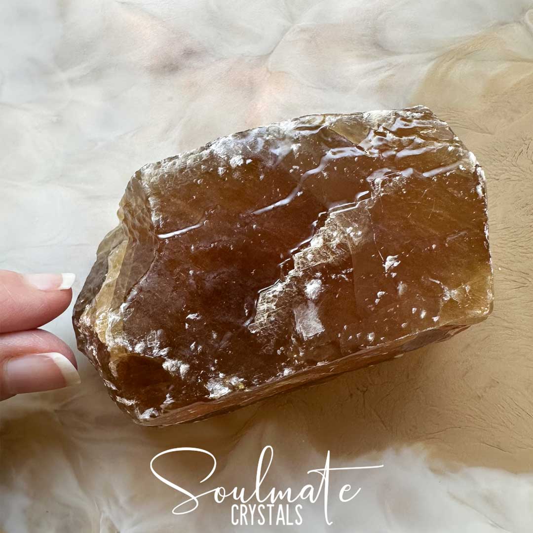 Soulmate Crystals Honey Calcite Raw Natural Stone Mineral Specimen, Unpolished Golden Yellow Crystal for Abundance, Joy, Optimism, Personal Power.
