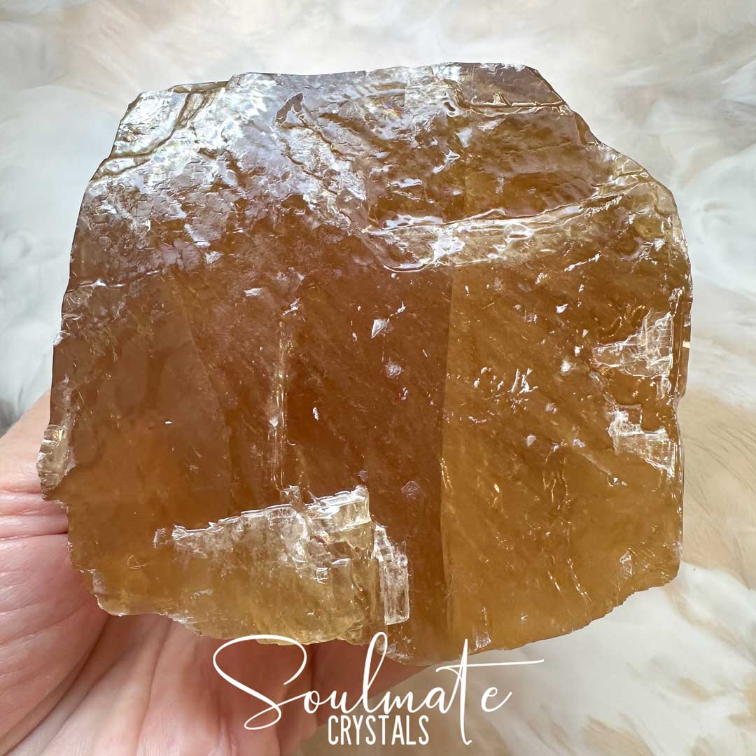 Soulmate Crystals Honey Calcite Raw Natural Stone Mineral Specimen, Unpolished Golden Yellow Crystal for Abundance, Joy, Optimism, Personal Power.