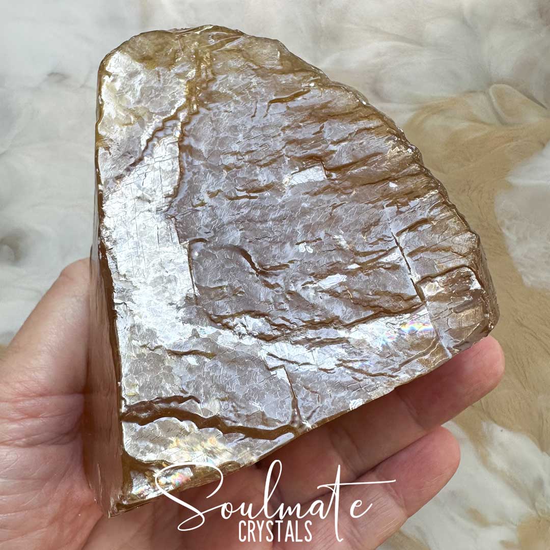 Soulmate Crystals Honey Calcite Raw Natural Stone Mineral Specimen, Unpolished Golden Yellow Crystal for Abundance, Joy, Optimism, Personal Power.