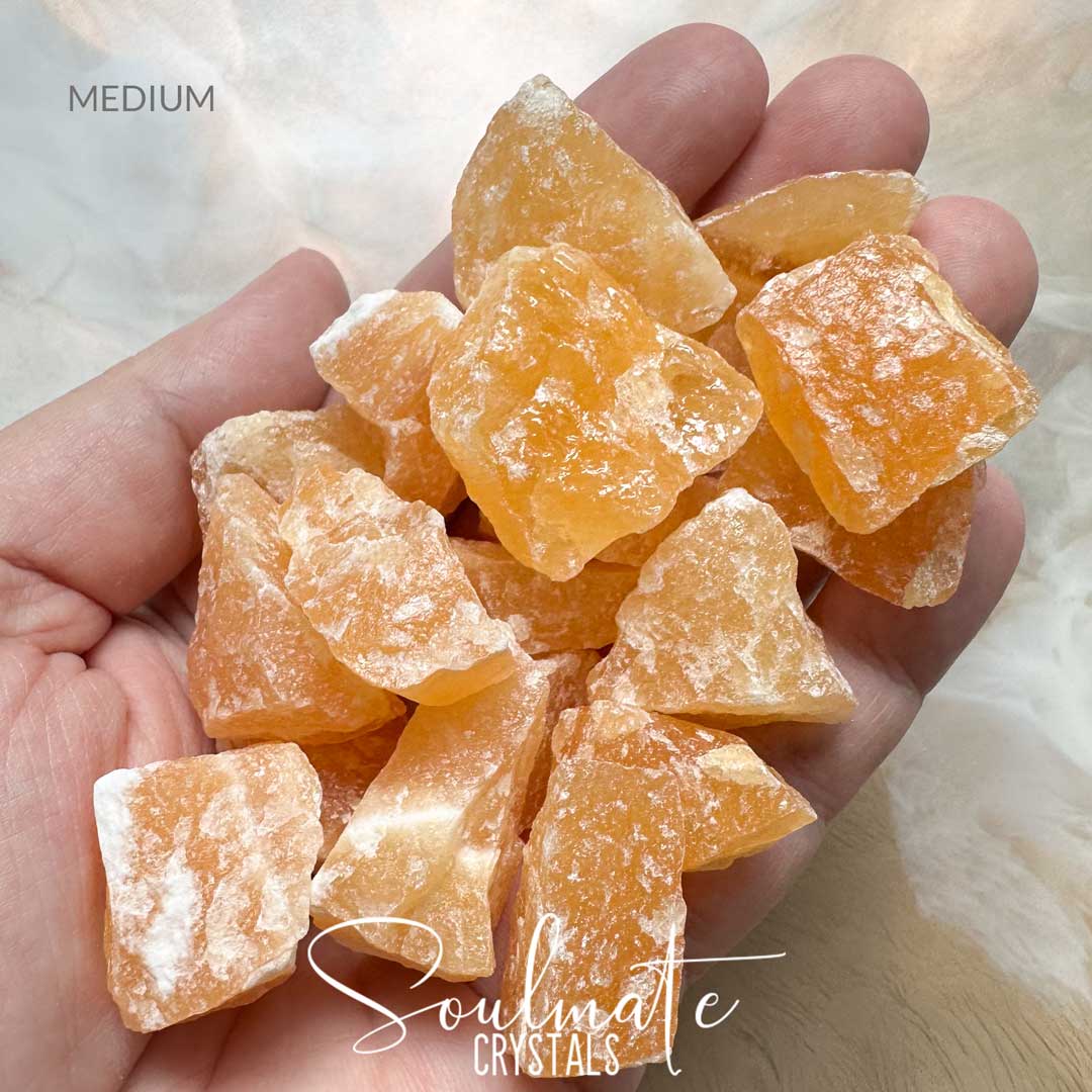 Soulmate Crystals Orange Calcite Raw Natural Stone, Unpolished Orange Crystal for Creativity, Emotional Balance, Vitality.