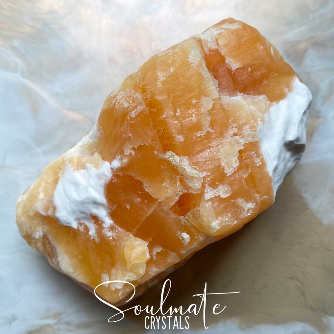 Soulmate Crystals Orange Calcite Raw Natural Stone, Unpolished Orange Crystal for Creativity, Emotional Balance, Vitality.