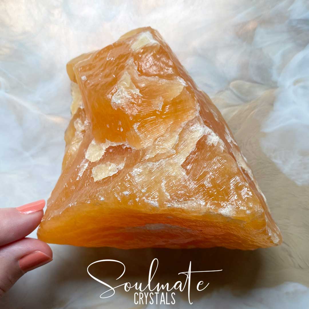 Soulmate Crystals Orange Calcite Raw Natural Stone, Unpolished Orange Crystal for Creativity, Emotional Balance, Vitality.