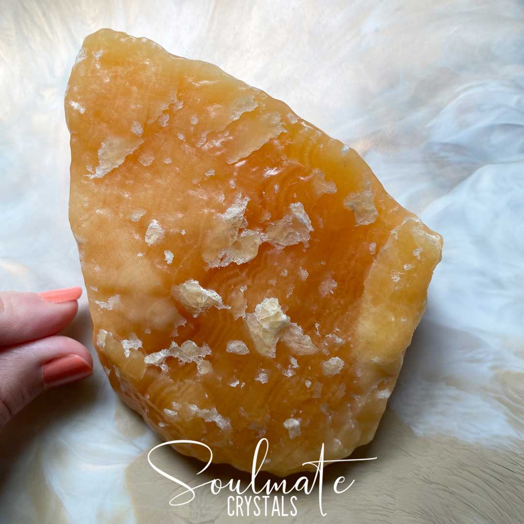 Soulmate Crystals Orange Calcite Raw Natural Stone, Unpolished Orange Crystal for Creativity, Emotional Balance, Vitality.