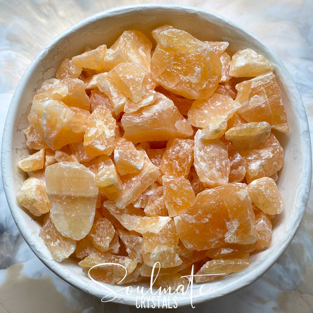 Soulmate Crystals Orange Calcite Raw Natural Stone, Unpolished Orange Crystal for Creativity, Emotional Balance, Vitality.