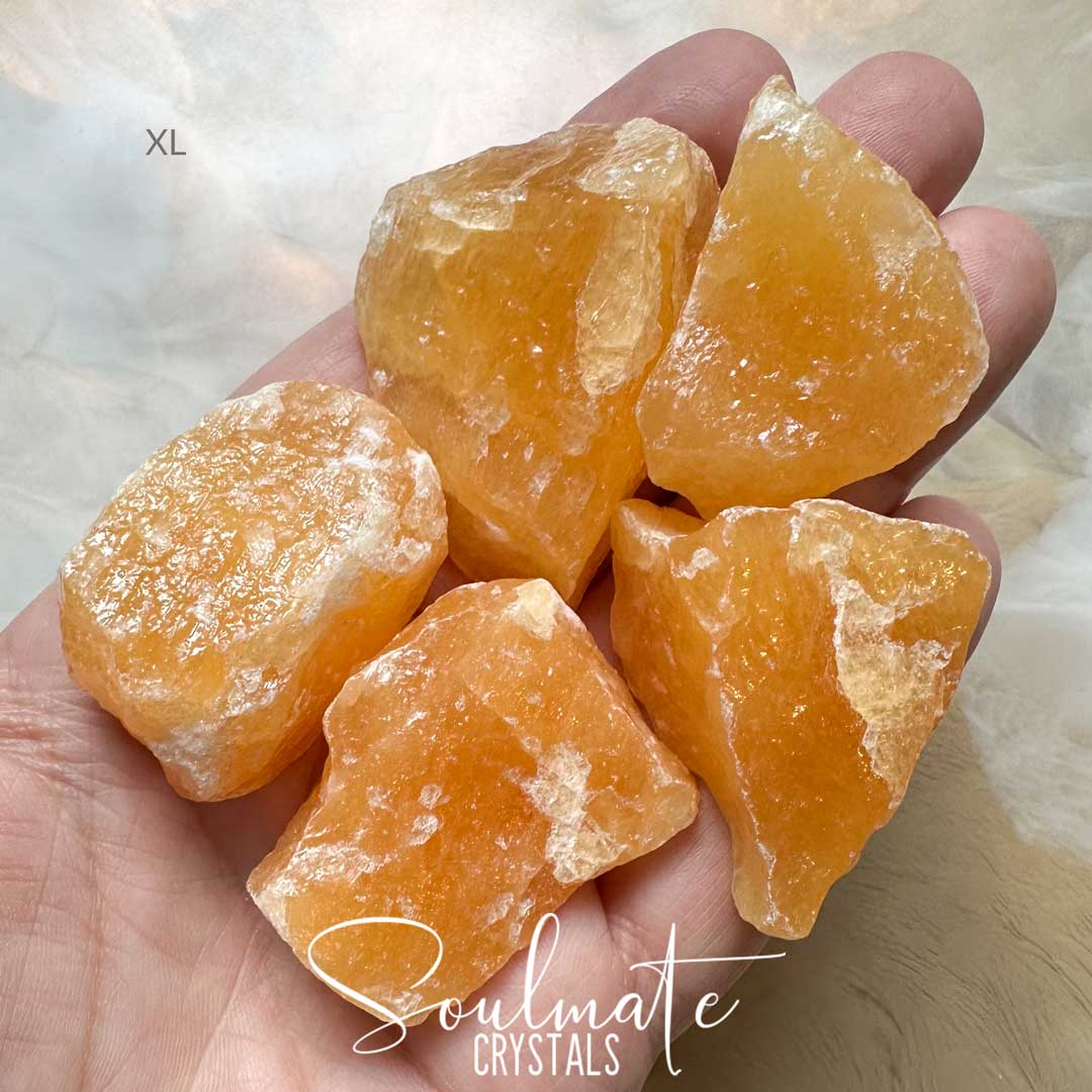 Soulmate Crystals Orange Calcite Raw Natural Stone, Unpolished Orange Crystal for Creativity, Emotional Balance, Vitality.