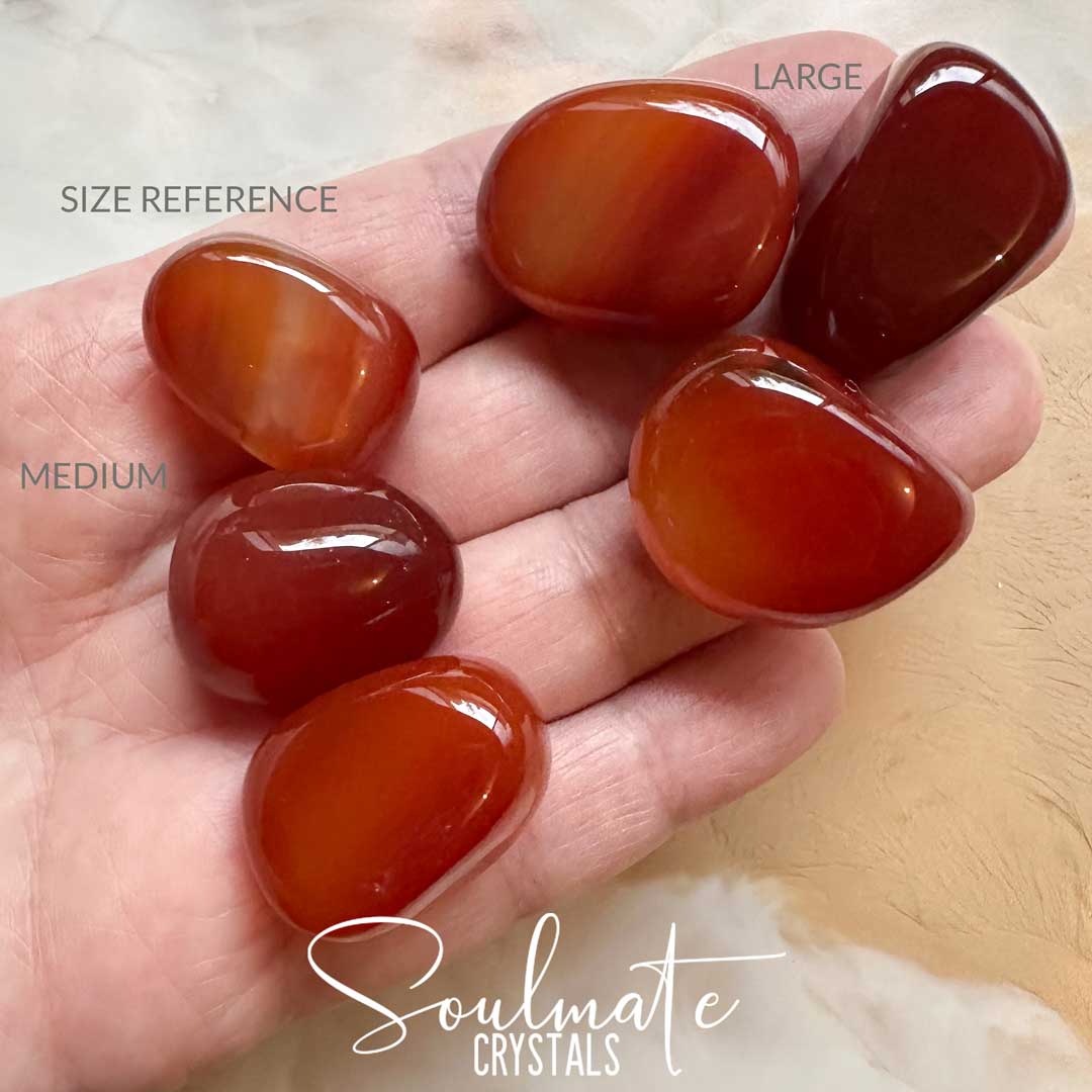 Soulmate Crystals Carnelian Tumbled Stone, Polished Orange Crystal for Mindfulness, Vitality and Creativity