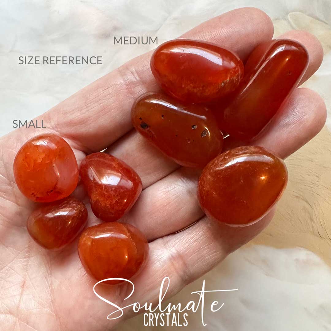 Soulmate Crystals Carnelian Tumbled Stone, Polished Orange Crystal for Mindfulness, Vitality, Creativity.