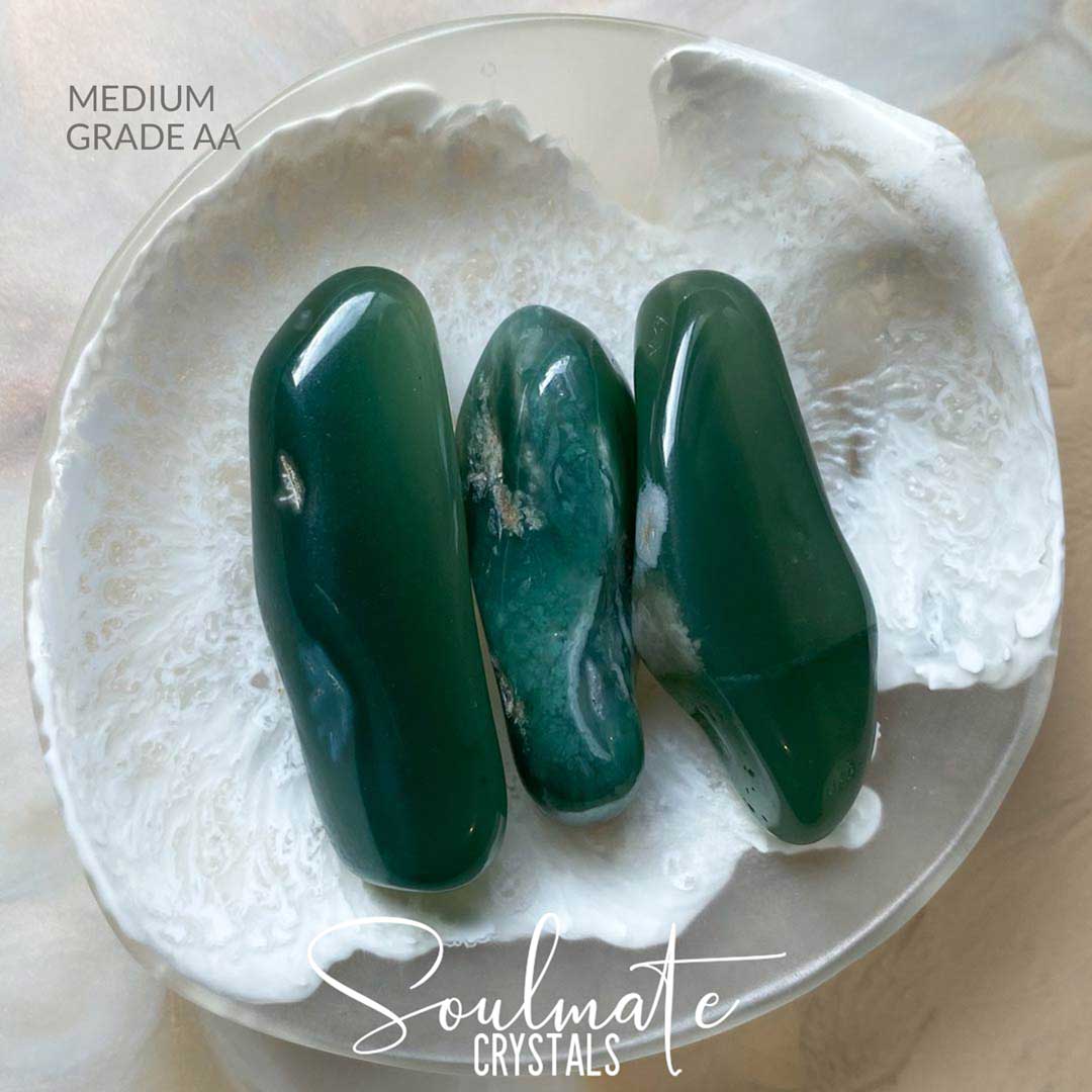Soulmate Crystals Chrome Chalcedony Mtorolite Tumbled Stone, Rare Emerald Green Crystal for Emotional Wellbeing, Love, Forgiveness.
