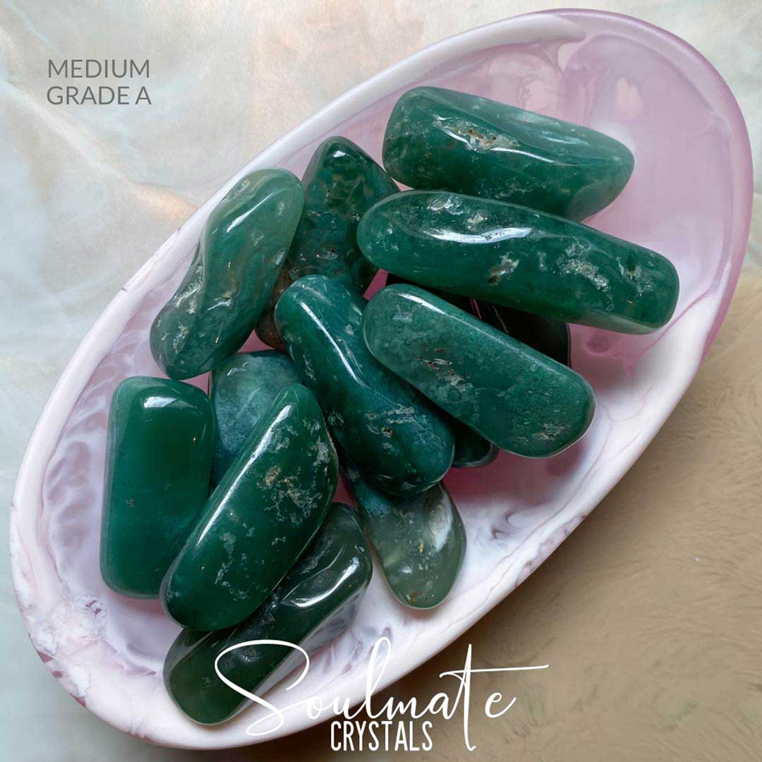 Soulmate Crystals Chrome Chalcedony Mtorolite Tumbled Stone, Rare Emerald Green Crystal for Emotional Wellbeing, Love, Forgiveness.