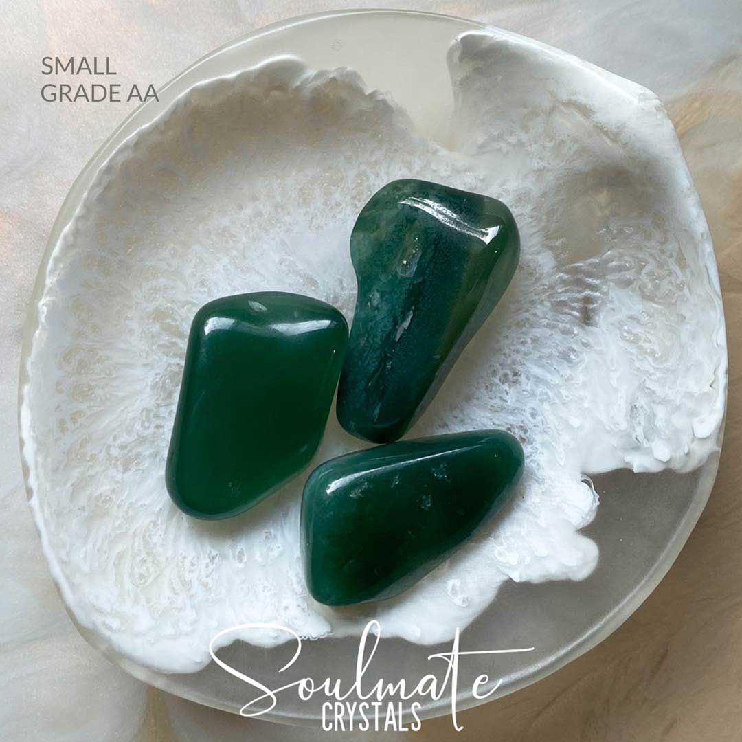 Soulmate Crystals Chrome Chalcedony Mtorolite Tumbled Stone, Rare Emerald Green Crystal for Emotional Wellbeing, Love, Forgiveness.