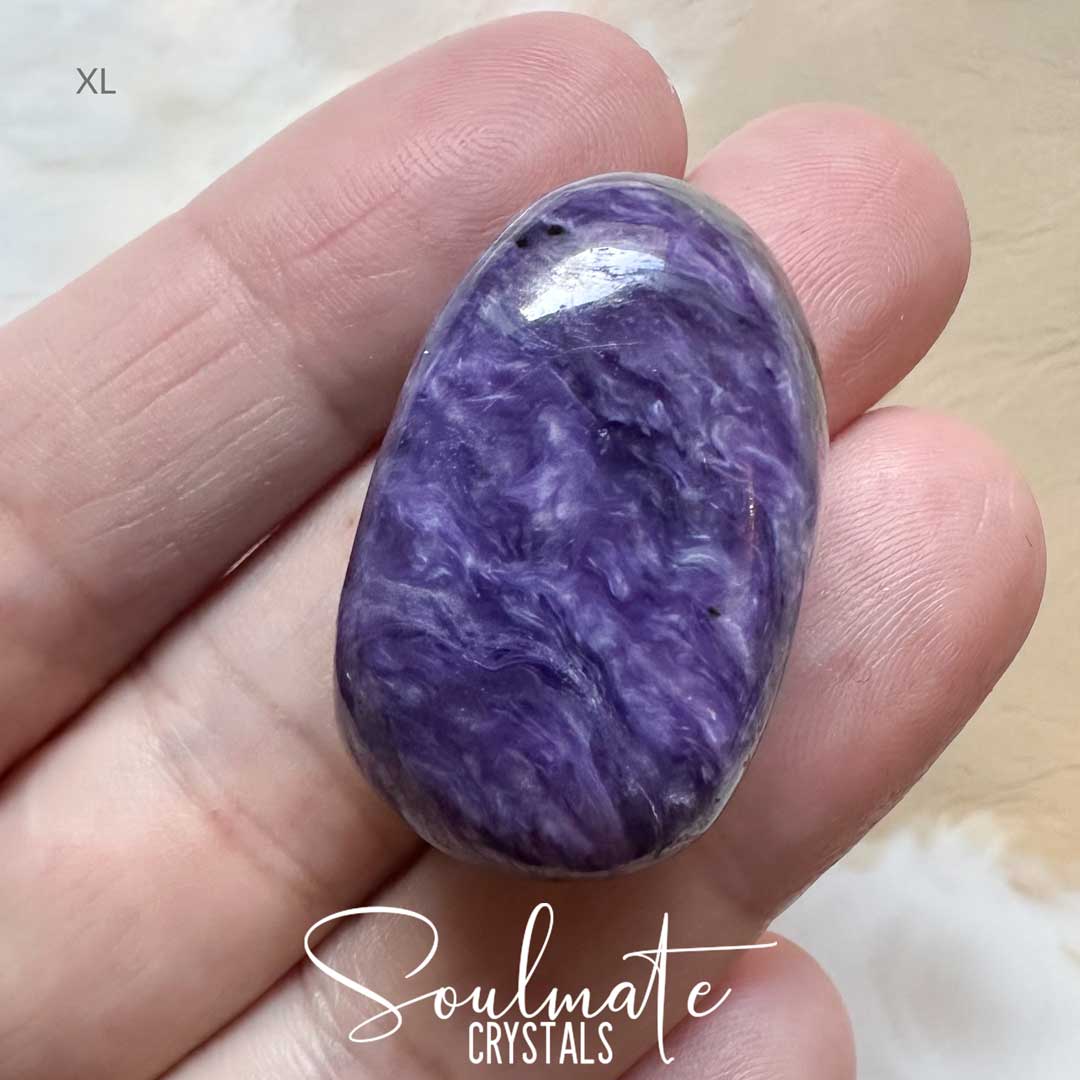 Soulmate Crystals Charoite Tumbled Stone, Purple Crystal for Insight, Courage, Strength, Protection, Wisdom.