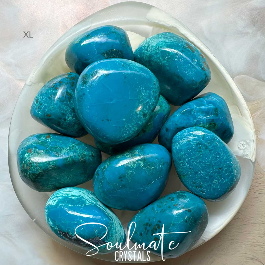 Soulmate Crystals Chrysocolla Tumbled Stone, Teal Blue Green Crystal for Creative Potential, Divine Feminine, Harmony, Flow and Empowerment