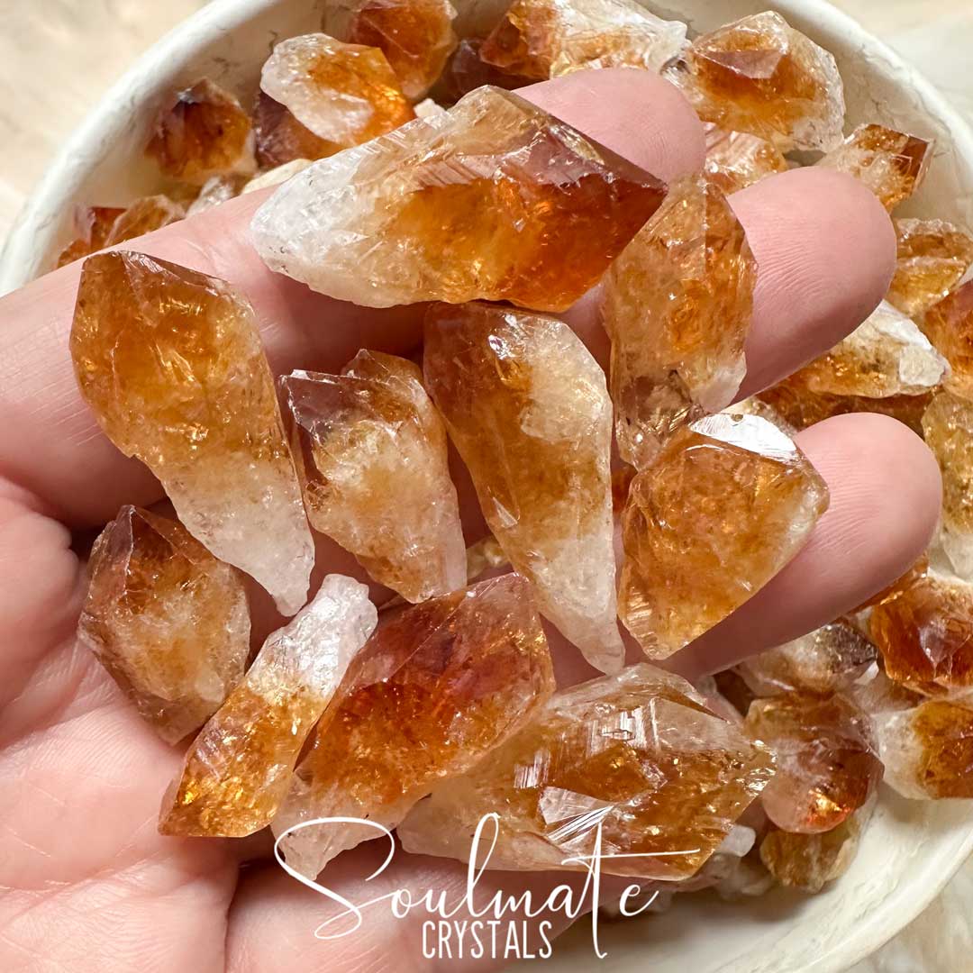 Soulmate Crystals Citrine Raw Point Small Mixed Pack, Rough, Unpolished Golden Yellow Citrine Crystal Points, Multi-Pack