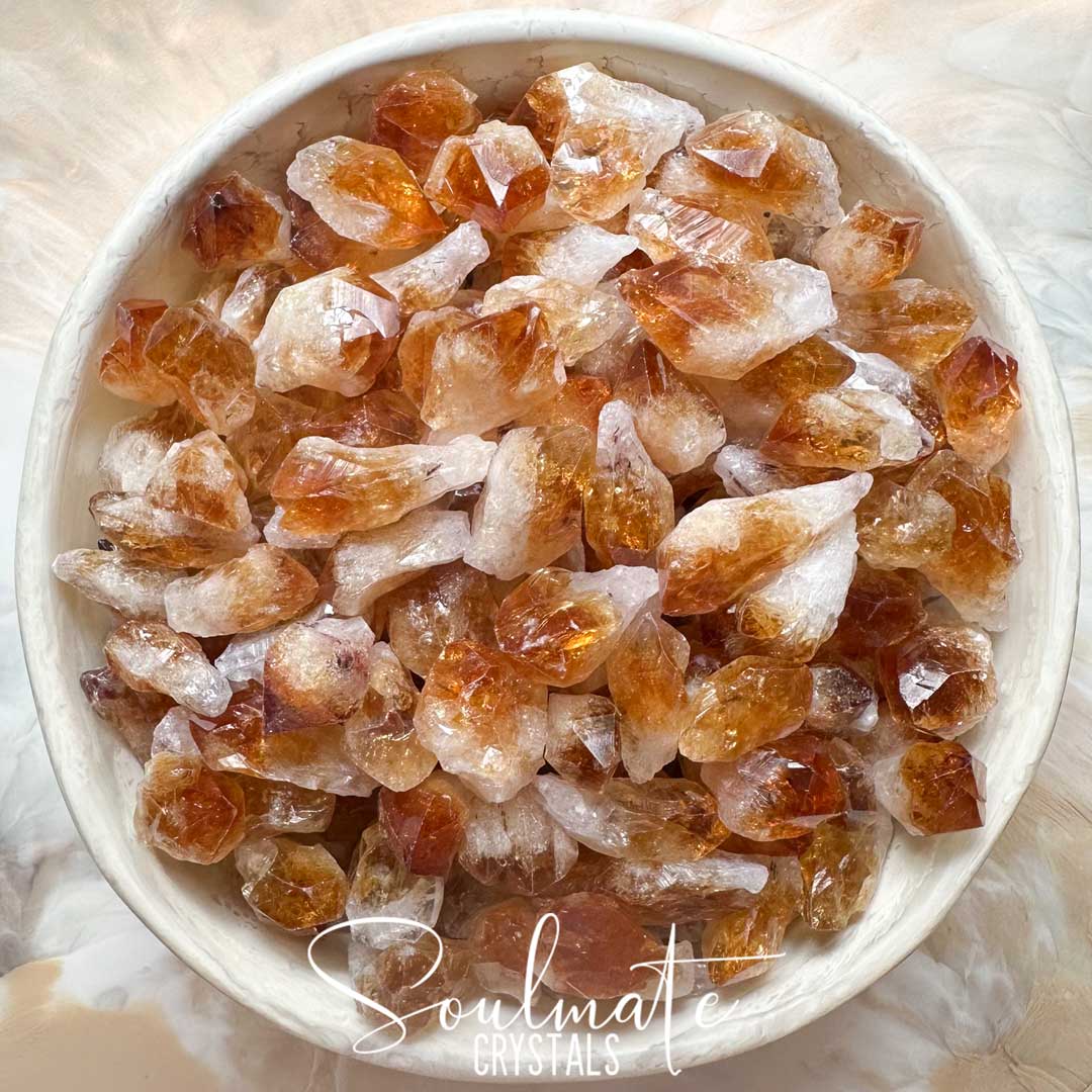 Soulmate Crystals Citrine Raw Point Small Mixed Pack, Rough, Unpolished Golden Yellow Citrine Crystal Points, Multi-Pack