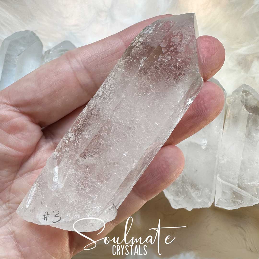 Soulmate Crystals Clear Quartz Raw Crystal Wand, Natural Point Clear Crystal for Manifestation, Amplification and Universal Healing