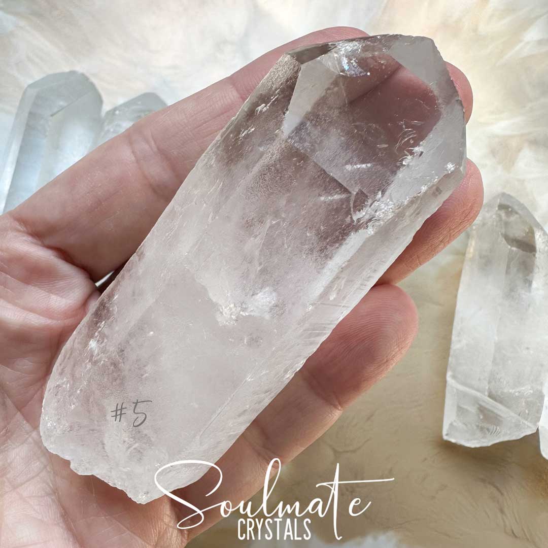 Soulmate Crystals Clear Quartz Raw Crystal Wand, Natural Point Clear Crystal for Manifestation, Amplification and Universal Healing