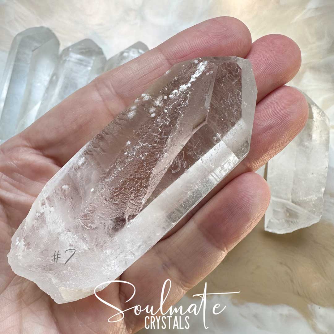 Soulmate Crystals Clear Quartz Raw Crystal Wand, Natural Point Clear Crystal for Manifestation, Amplification and Universal Healing