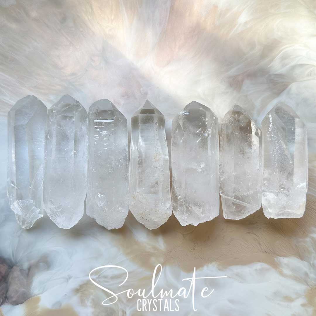 Soulmate Crystals Clear Quartz Raw Crystal Wand, Natural Point Clear Crystal for Manifestation, Amplification and Universal Healing