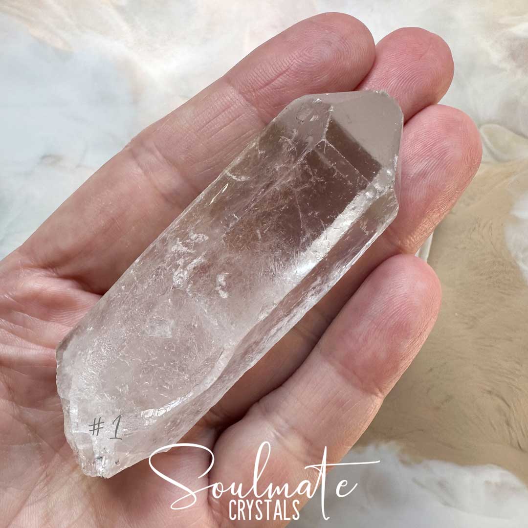Soulmate Crystals Clear Quartz Raw Crystal Wand, Natural Point Clear Crystal for Manifestation, Amplification and Universal Healing