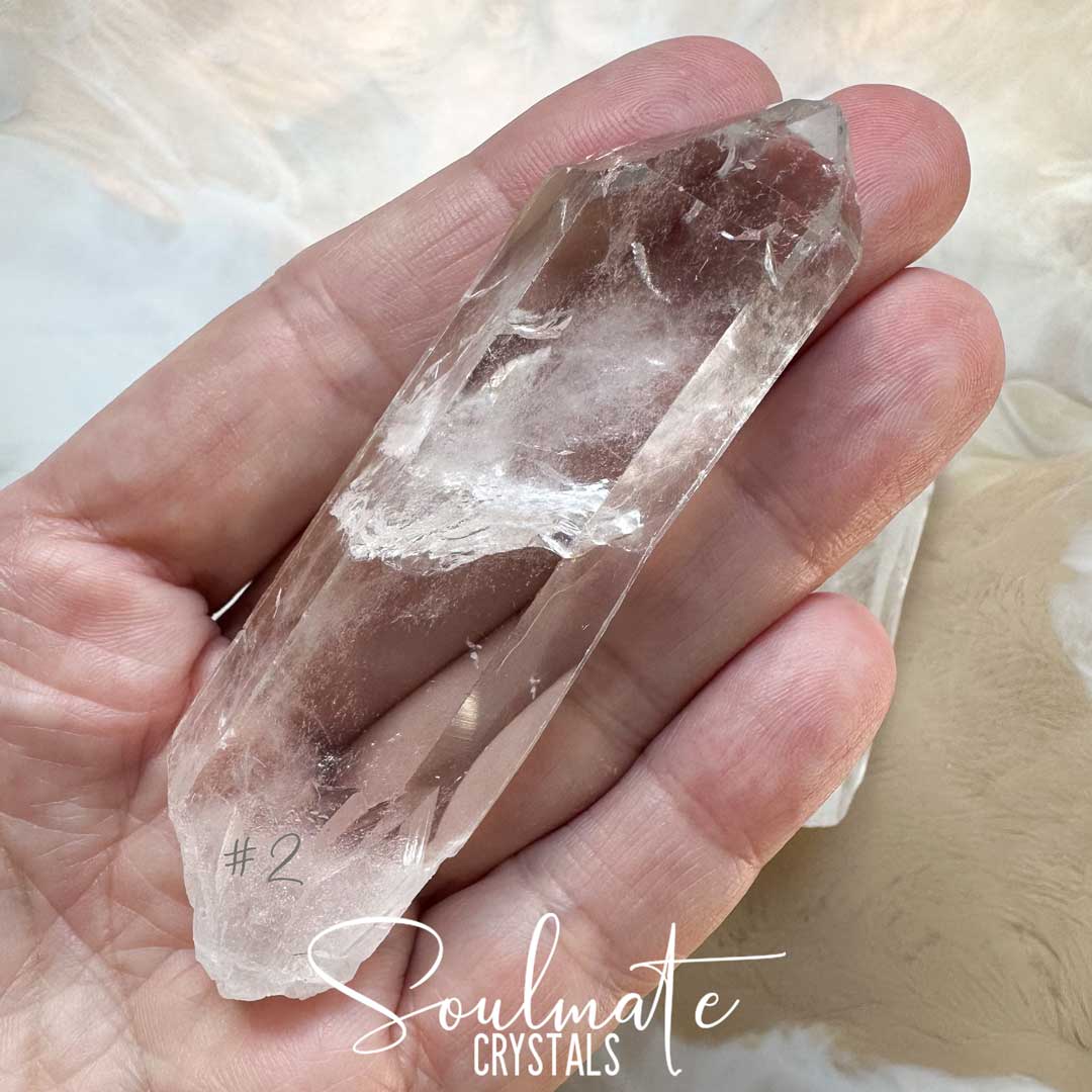 Soulmate Crystals Clear Quartz Raw Crystal Wand, Natural Point Clear Crystal for Manifestation, Amplification and Universal Healing