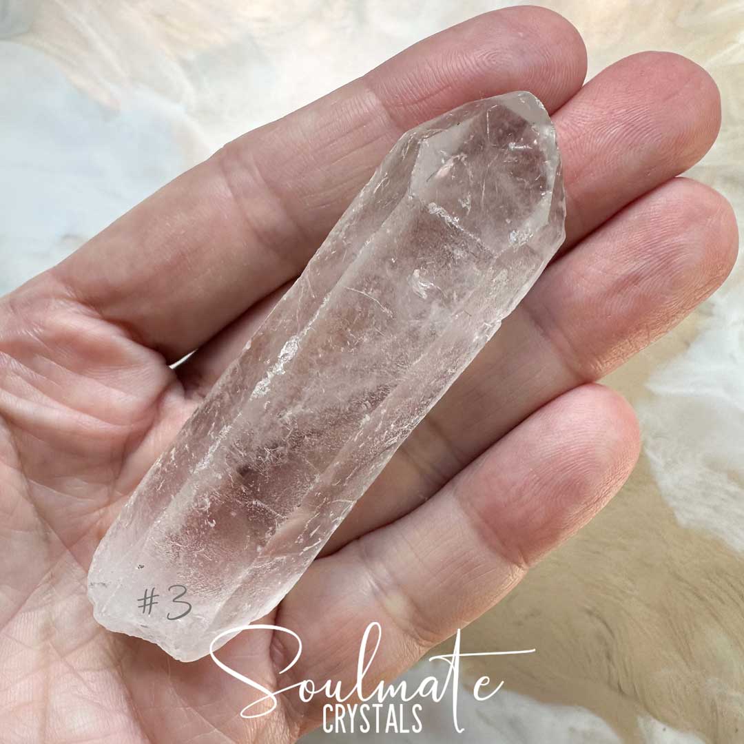 Soulmate Crystals Clear Quartz Raw Crystal Wand, Natural Point Clear Crystal for Manifestation, Amplification and Universal Healing
